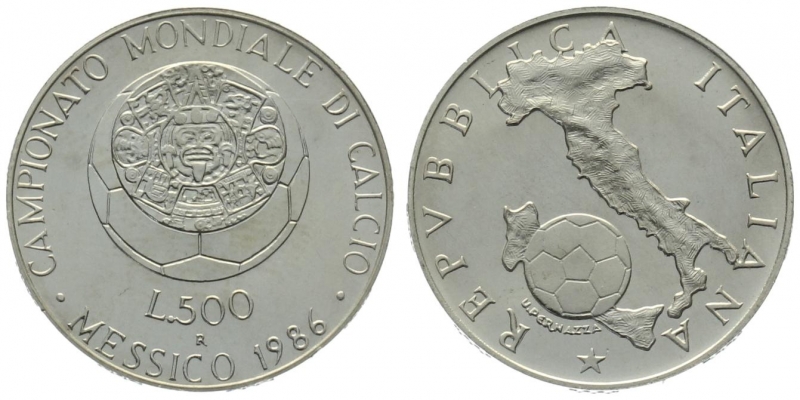 Italien 500 Lire 1986 - Fussball Weltmeisterschaft